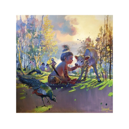 Superfine Painting Of Bal Gopal (Baby Krishna) By Bijay Biswaal