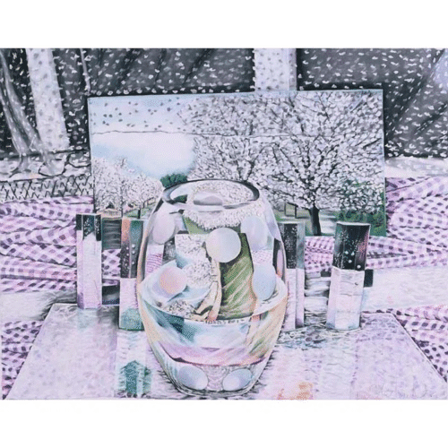 Nancy Staub Laughlin " Snow And Pear Trees " by Nancy Staub Laughlin Painting Print