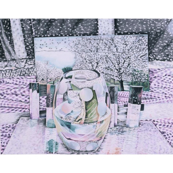 Nancy Staub Laughlin " Snow And Pear Trees " by Nancy Staub Laughlin Painting Print