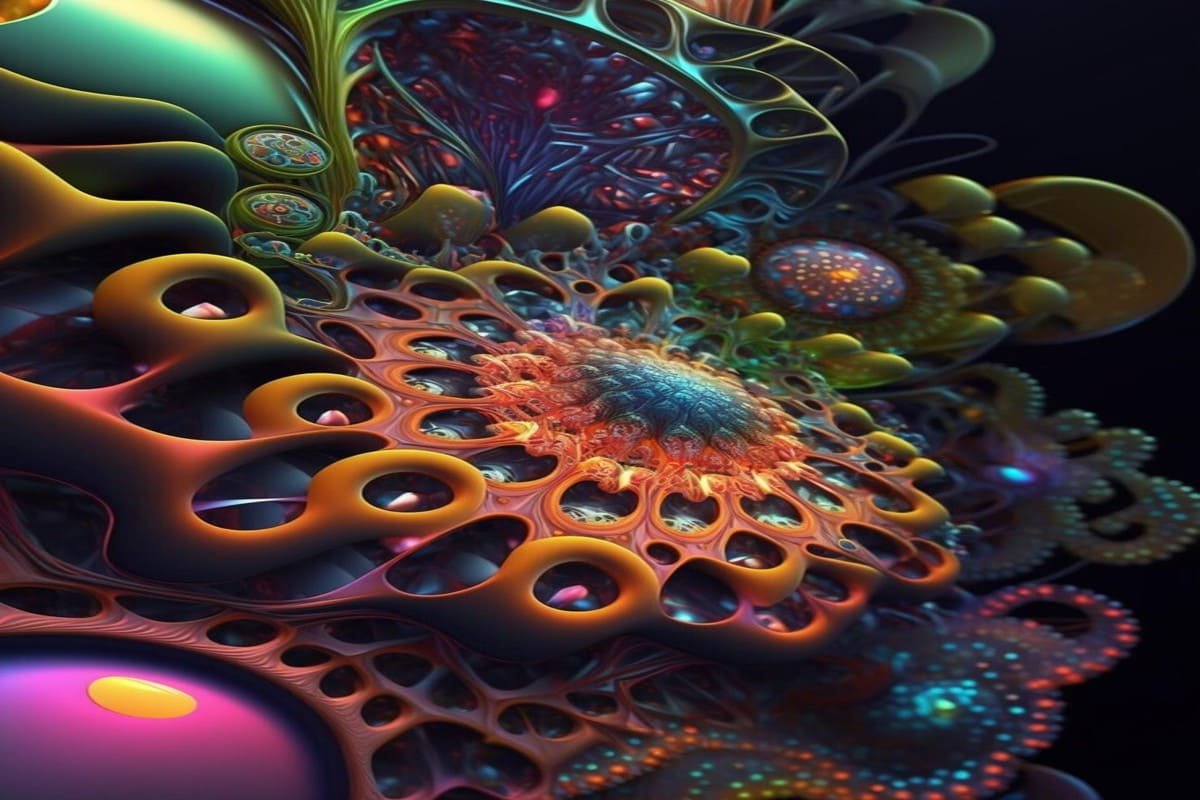 Generative abstract art with vibrant organic fractal design